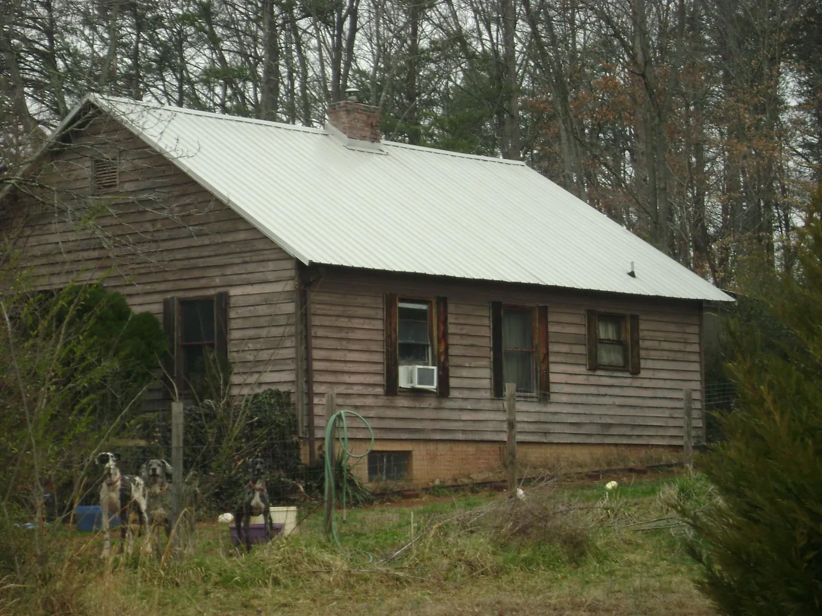 White metal roof on an old wood sided farmhouse, from a Metal Roof Installation job in Deer Trail